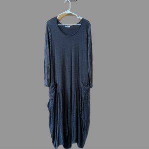 Gray merino wool knit dress with pockets